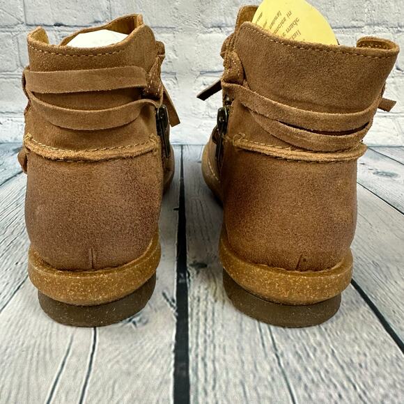 Born Boots Womens 7 Tarkiln Natural Booties Brown Suede Distressed Boho Zip Lace - Picture 8 of 10